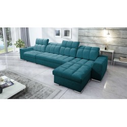 Narożnik Prisma XII z funkcją spania | Luksusowy Mebel z Portem USB | Velvet | Pet friendly, Terra 75