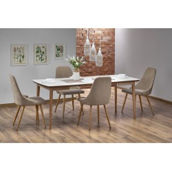 BARRET stół kolor blat - biały mat, nogi - dąb lefkas (90-190x80x75 cm) (1p 1szt)