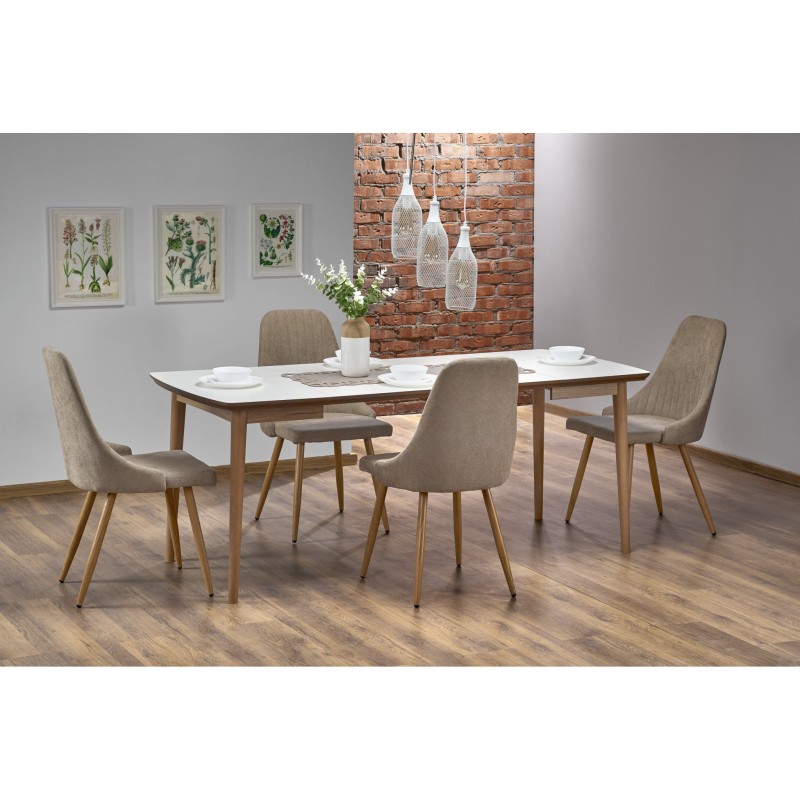 BARRET stół kolor blat - biały mat, nogi - dąb lefkas (90-190x80x75 cm) (1p 1szt)