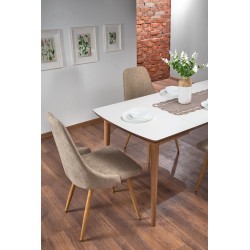 BARRET stół kolor blat - biały mat, nogi - dąb lefkas (90-190x80x75 cm) (1p 1szt)