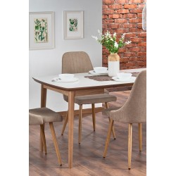 BARRET stół kolor blat - biały mat, nogi - dąb lefkas (90-190x80x75 cm) (1p 1szt)