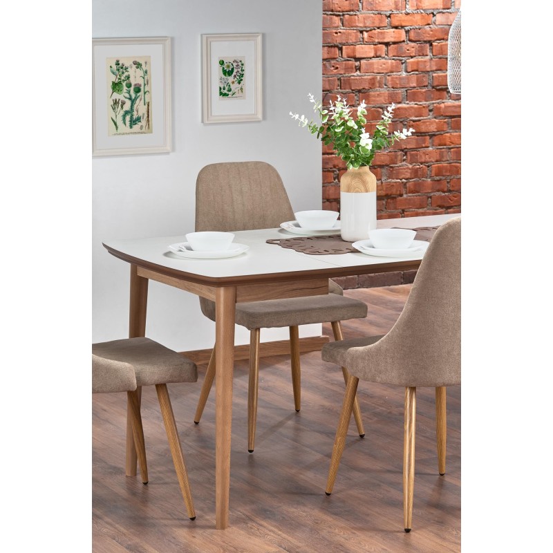 BARRET stół kolor blat - biały mat, nogi - dąb lefkas (90-190x80x75 cm) (1p 1szt)