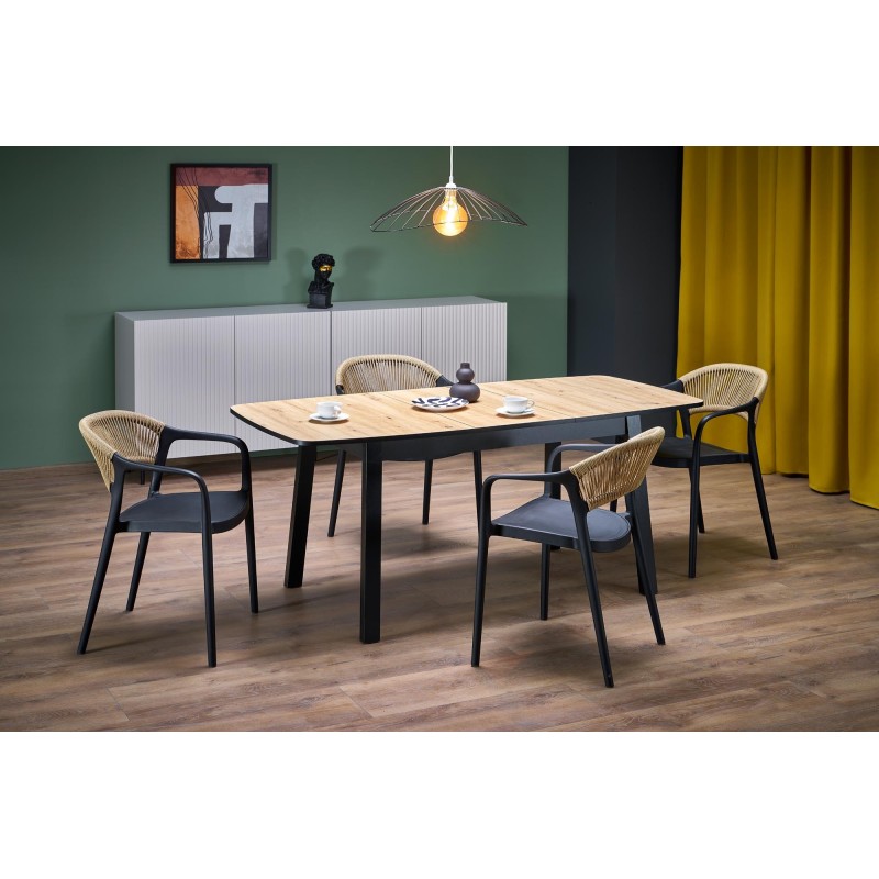 BARRIL stół rozkładany 130-170x80x72 cm dąb artisan/czarny (2p 1szt)