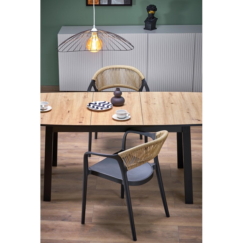 BARRIL stół rozkładany 130-170x80x72 cm dąb artisan/czarny (2p 1szt)