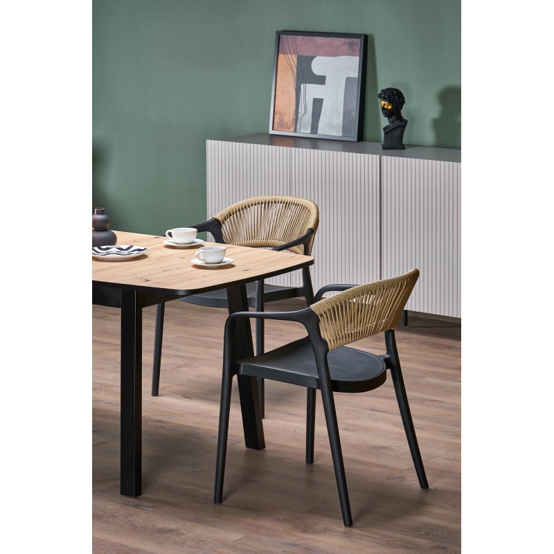 BARRIL stół rozkładany 130-170x80x72 cm dąb artisan/czarny (2p 1szt)