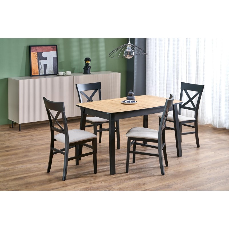 BARRIL stół rozkładany 130-170x80x72 cm dąb artisan/czarny (2p 1szt)