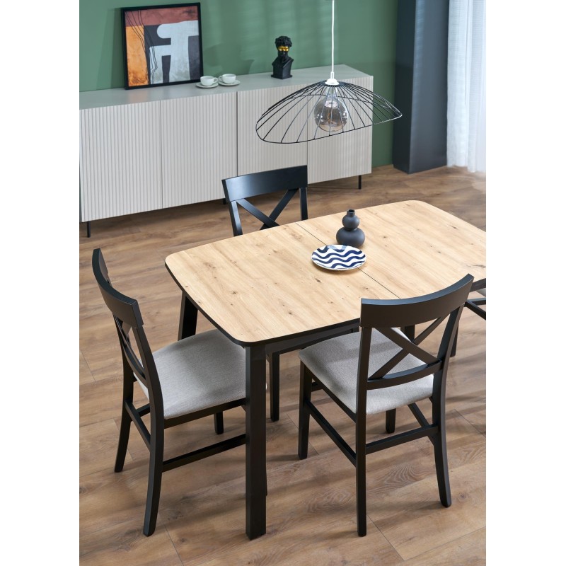 BARRIL stół rozkładany 130-170x80x72 cm dąb artisan/czarny (2p 1szt)