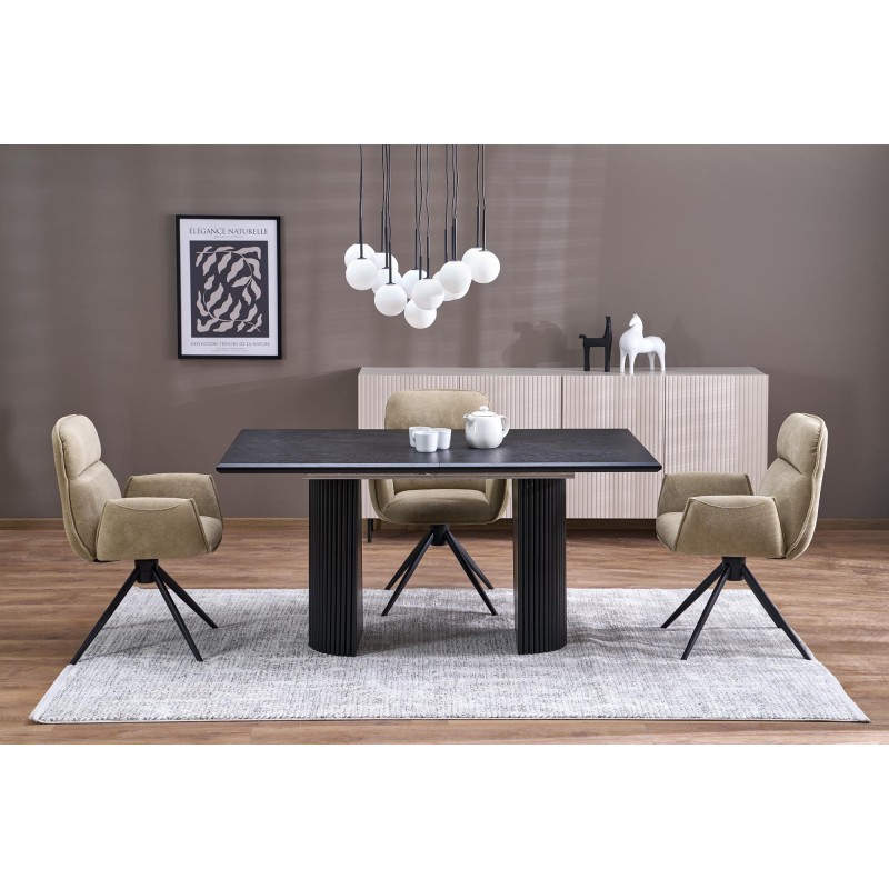 BOLERO stół rozkładany 160-250x90x78 cm dąb naturalny/czarny (3p 1szt)