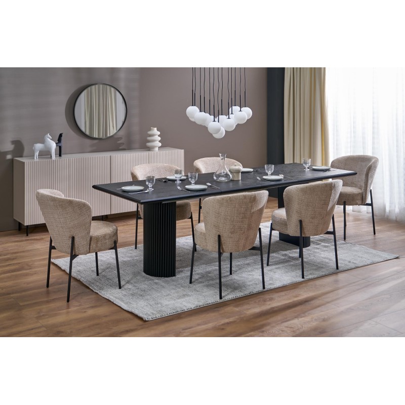 BOLERO stół rozkładany 160-250x90x78 cm dąb naturalny/czarny (3p 1szt)