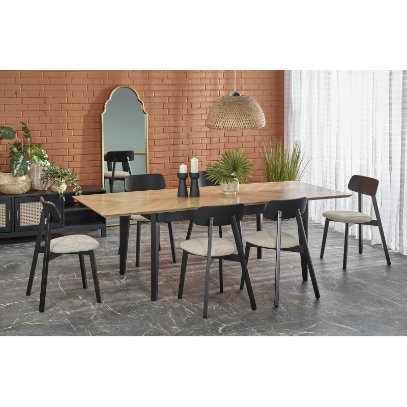 EDMONDO stół rozkładany dąb naturalny / czarny (2p 1szt)