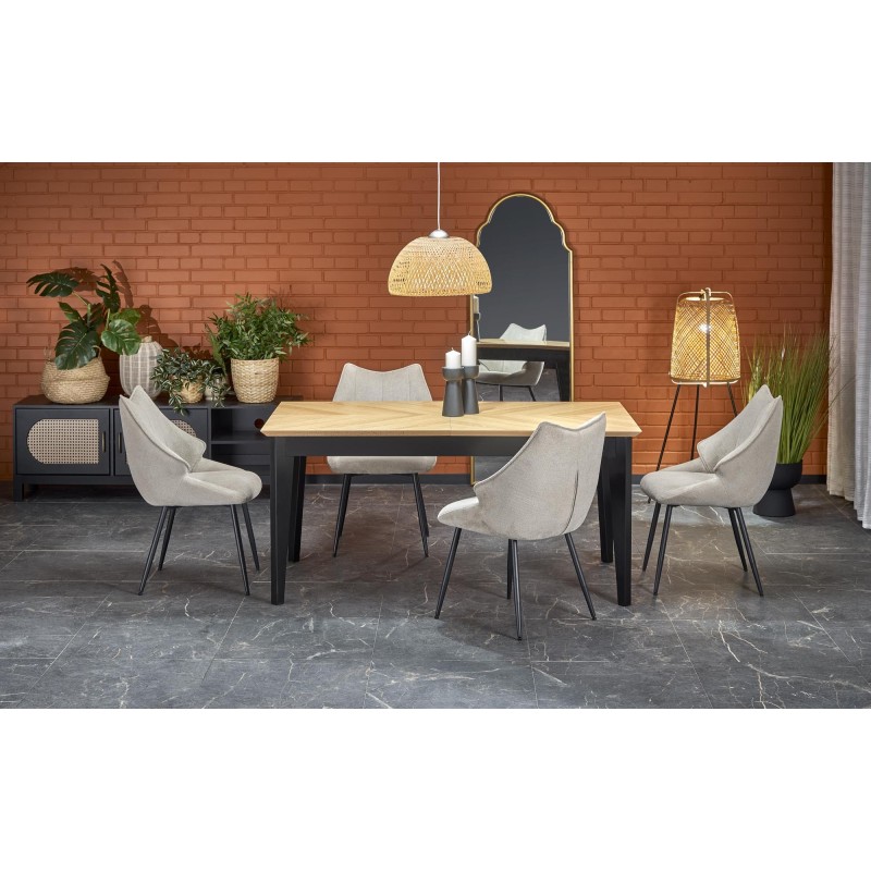 EDMONDO stół rozkładany dąb naturalny / czarny (2p 1szt)