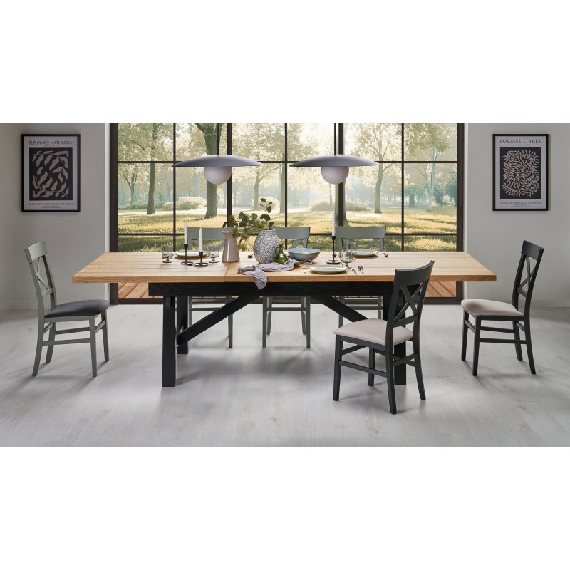FIESTA stół rozkładany 200-280x100x77 cm dąb naturalny/czarny (3p 1szt)