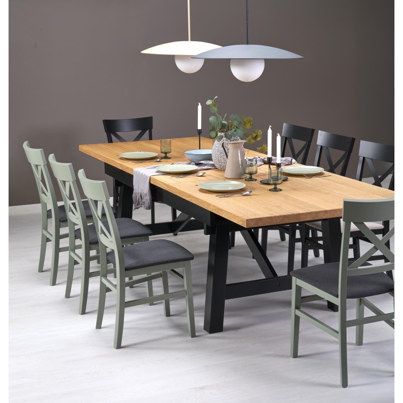 FIESTA stół rozkładany 200-280x100x77 cm dąb naturalny/czarny (3p 1szt)