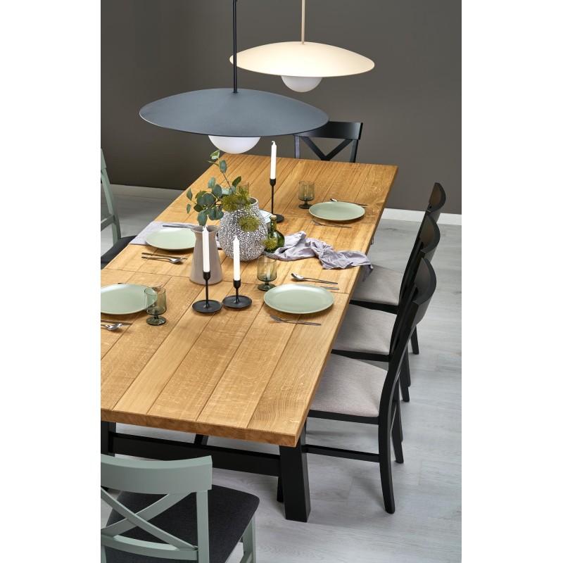 FIESTA stół rozkładany 200-280x100x77 cm dąb naturalny/czarny (3p 1szt)