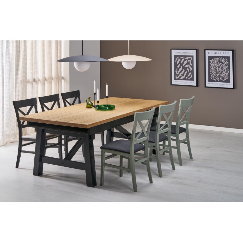FIESTA stół rozkładany 200-280x100x77 cm dąb naturalny/czarny (3p 1szt)