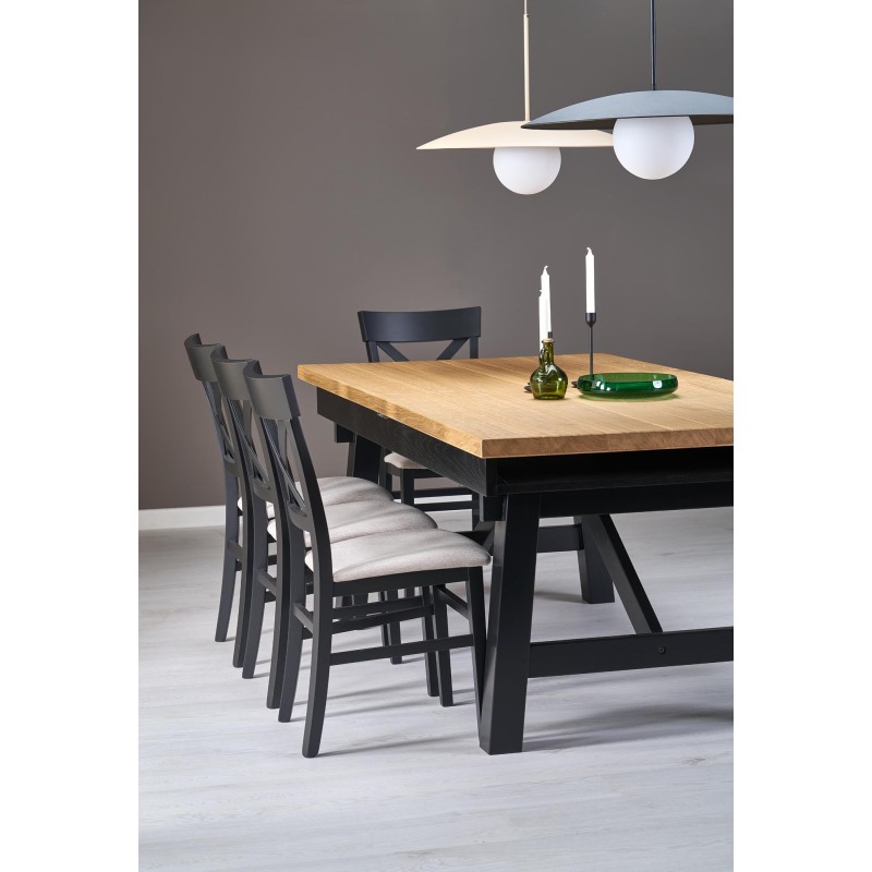 FIESTA stół rozkładany 200-280x100x77 cm dąb naturalny/czarny (3p 1szt)