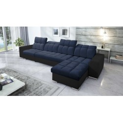 Prisma XII Corner Sofa with Sleeping Function | Luxury Furniture with USB Port | Velvet | Pet Friendly, Terra 79 + Black Eco-lea