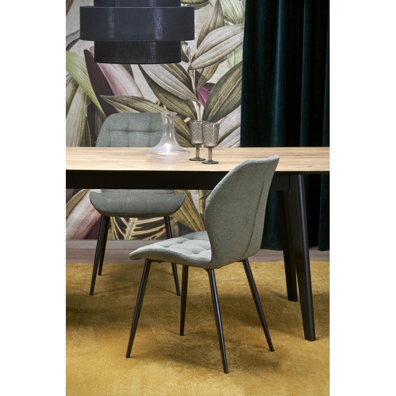 GULIAN stół rozkładany, blat - dąb wotan, nogi - czarny (2p 1szt)