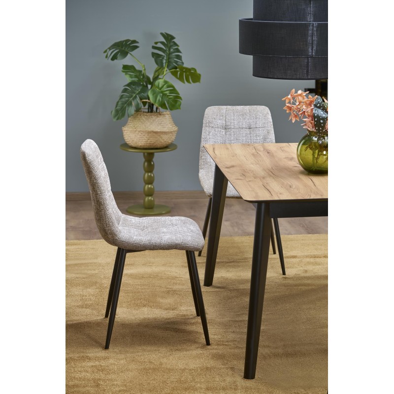 GULIAN stół rozkładany, blat - dąb wotan, nogi - czarny (2p 1szt)