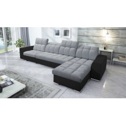 Narożnik Prisma XII z funkcją spania | Luksusowy Mebel z Portem USB | Velvet | Pet friendly, Terra 92 + Ecoskóra czarna
