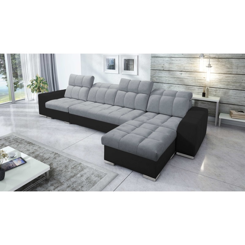 Prisma XII Corner Sofa with Sleeping Function | Luxury Furniture with USB Port | Velvet | Pet Friendly, Terra 92 + Black Eco-lea Prisma XII Corner Sofa with Sleeping Function | Luxury Furniture with USB Port | Velvet | Pet Friendly, Terra 92 + Black Eco-lea