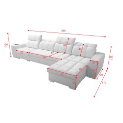 Prisma XII Corner Sofa with Sleeping Function | Luxury Furniture with USB Port | Velvet | Pet Friendly, Terra 99 + Eco Leather Prisma XII Corner Sofa with Sleeping Function | Luxury Furniture with USB Port | Velvet | Pet Friendly, Terra 99 + Eco Leather