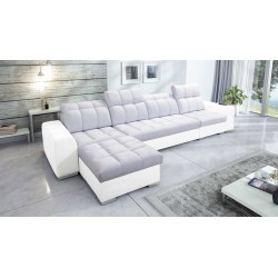 Prisma XII Corner Sofa with Sleeping Function | Luxury Furniture with USB Port | Velvet | Pet Friendly, Terra 80 + Eco Leather