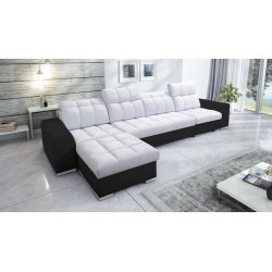 Prisma XII Corner Sofa with Sleeping Function | Luxury Furniture with USB Port | Velvet | Pet Friendly, Terra 80 + Black Eco-lea