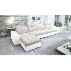 Prisma XII Corner Sofa with Sleeping Function | Luxury Furniture with USB Port | Velvet | Pet Friendly, Terra 06 + Eco-leather
