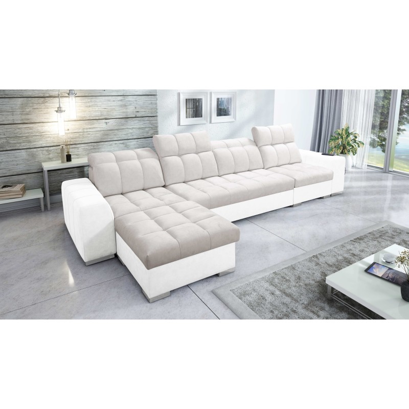 Prisma XII Corner Sofa with Sleeping Function | Luxury Furniture with USB Port | Velvet | Pet Friendly, Terra 06 + Eco-leather Prisma XII Corner Sofa with Sleeping Function | Luxury Furniture with USB Port | Velvet | Pet Friendly, Terra 06 + Eco-leather