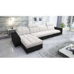Prisma XII Corner Sofa with Sleeping Function | Luxury Furniture with USB Port | Velvet | Pet Friendly, Terra 06 + Black Eco-lea