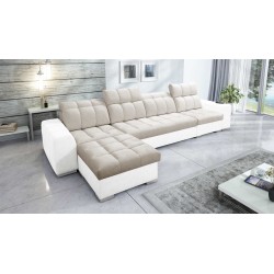 Prisma XII Corner Sofa with Sleeping Function | Luxury Furniture with USB Port | Velvet | Pet Friendly, Terra 13 + Eco-Leather