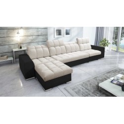 Prisma XII Corner Sofa with Sleeping Function | Luxury Furniture with USB Port | Velvet | Pet Friendly, Terra 13 + Black Eco-lea