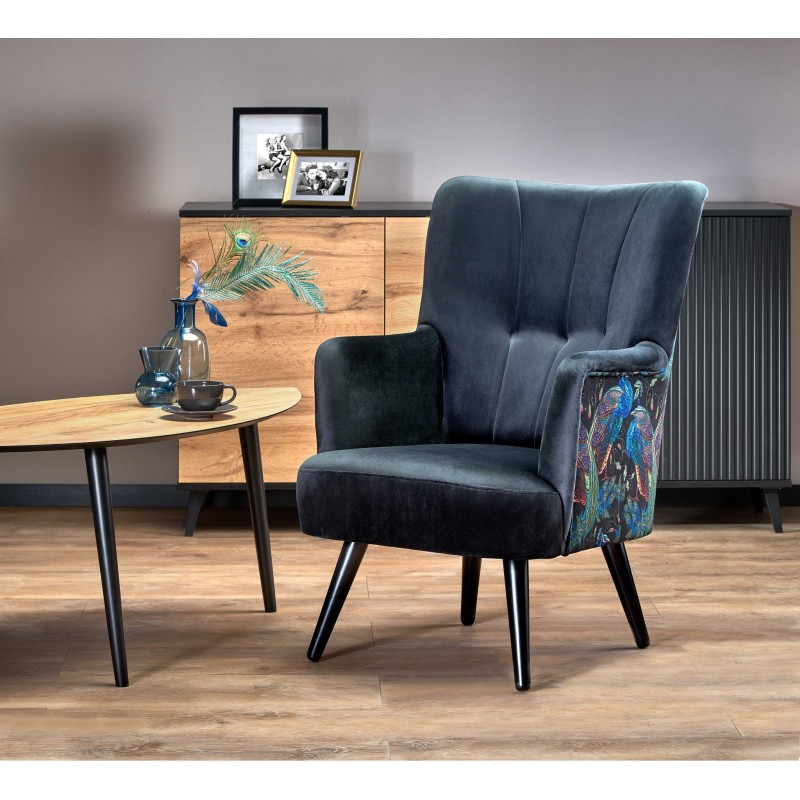 PAGONI fotel wypoczynkowy czarny (tkanina Bluvel 19) (1p 1szt)