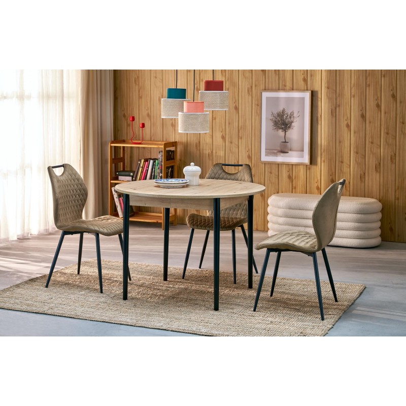 PIVOT stół rozkładany 102-142x102x75 cm, blat - dąb artisan, nogi - czarny (1p 1szt)