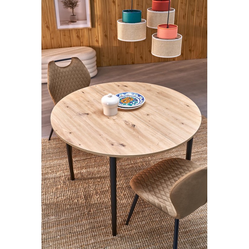 PIVOT stół rozkładany 102-142x102x75 cm, blat - dąb artisan, nogi - czarny (1p 1szt)