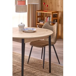 PIVOT stół rozkładany 102-142x102x75 cm, blat - dąb artisan, nogi - czarny (1p 1szt)