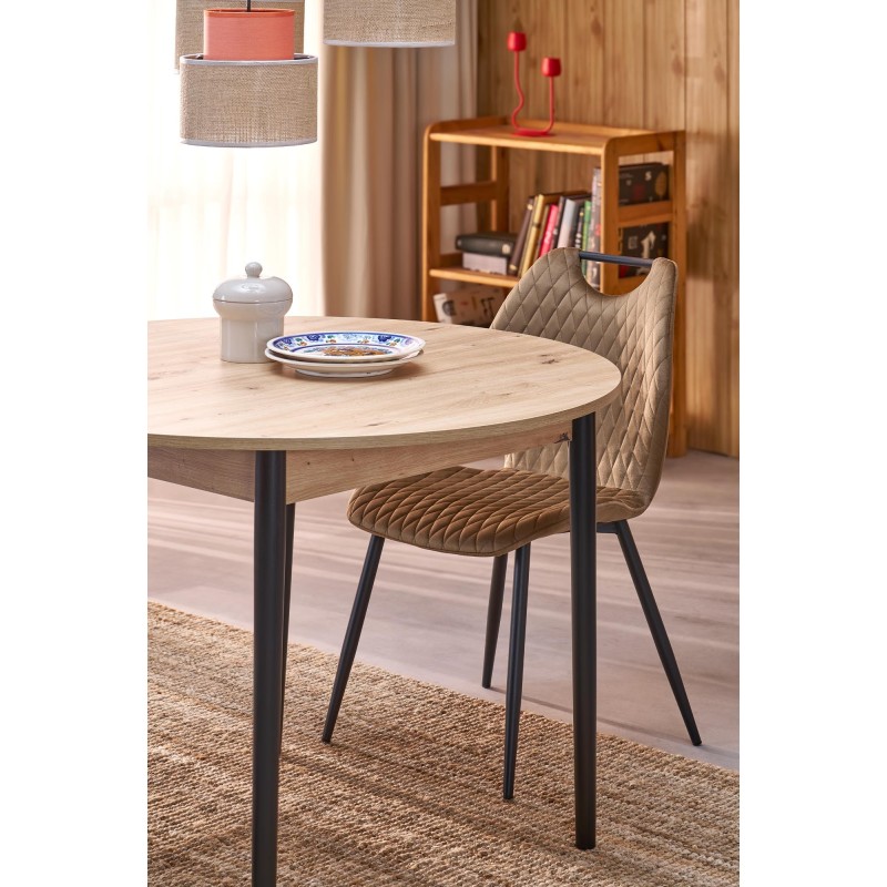 PIVOT stół rozkładany 102-142x102x75 cm, blat - dąb artisan, nogi - czarny (1p 1szt)