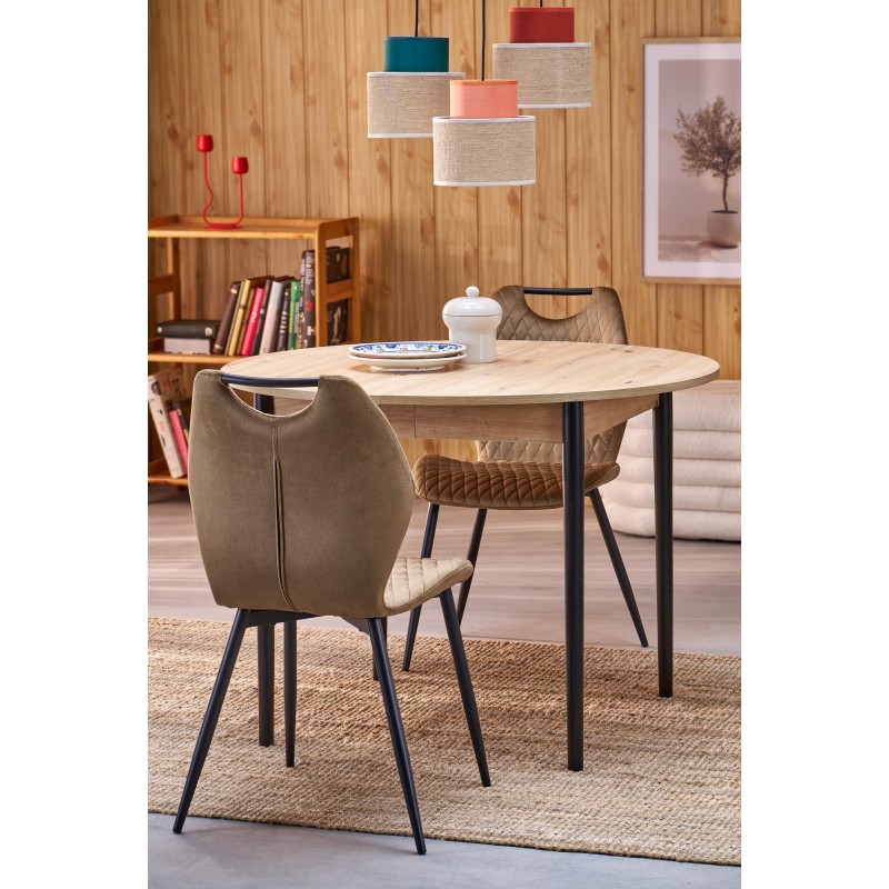 PIVOT stół rozkładany 102-142x102x75 cm, blat - dąb artisan, nogi - czarny (1p 1szt)