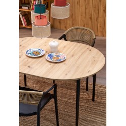 PIVOT stół rozkładany 102-142x102x75 cm, blat - dąb artisan, nogi - czarny (1p 1szt)