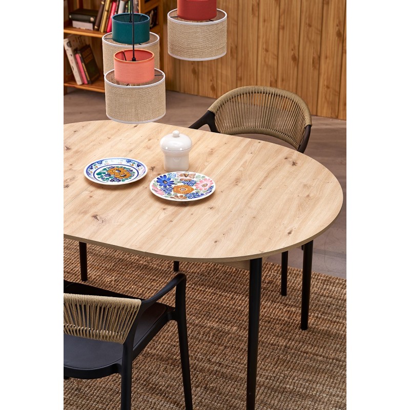 PIVOT stół rozkładany 102-142x102x75 cm, blat - dąb artisan, nogi - czarny (1p 1szt)