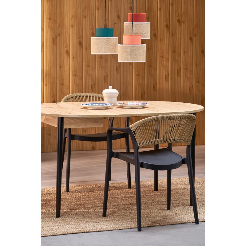 PIVOT stół rozkładany 102-142x102x75 cm, blat - dąb artisan, nogi - czarny (1p 1szt)