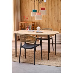 PIVOT stół rozkładany 102-142x102x75 cm, blat - dąb artisan, nogi - czarny (1p 1szt)