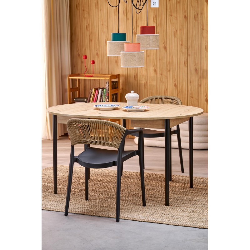 PIVOT stół rozkładany 102-142x102x75 cm, blat - dąb artisan, nogi - czarny (1p 1szt)