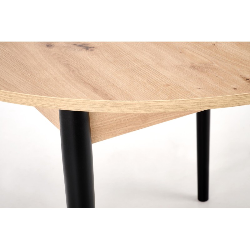 PIVOT stół rozkładany 102-142x102x75 cm, blat - dąb artisan, nogi - czarny (1p 1szt)