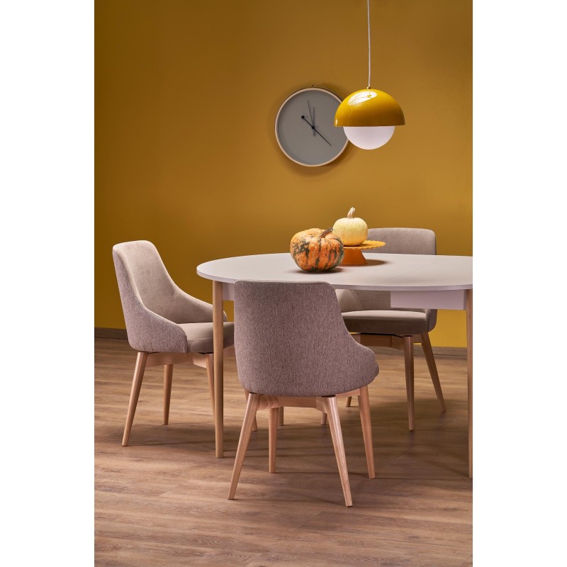 PIVOT stół rozkładany 102-142x102x75 cm, blat - kaszmir, nogi - naturalny (1p 1szt)