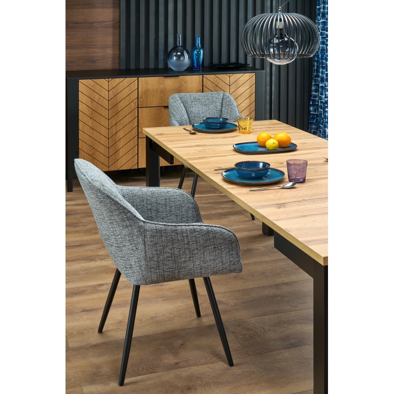 QUBIK stół rozkładany 80-200/80/76 cm dąb artisan/czarny (2p 1szt)