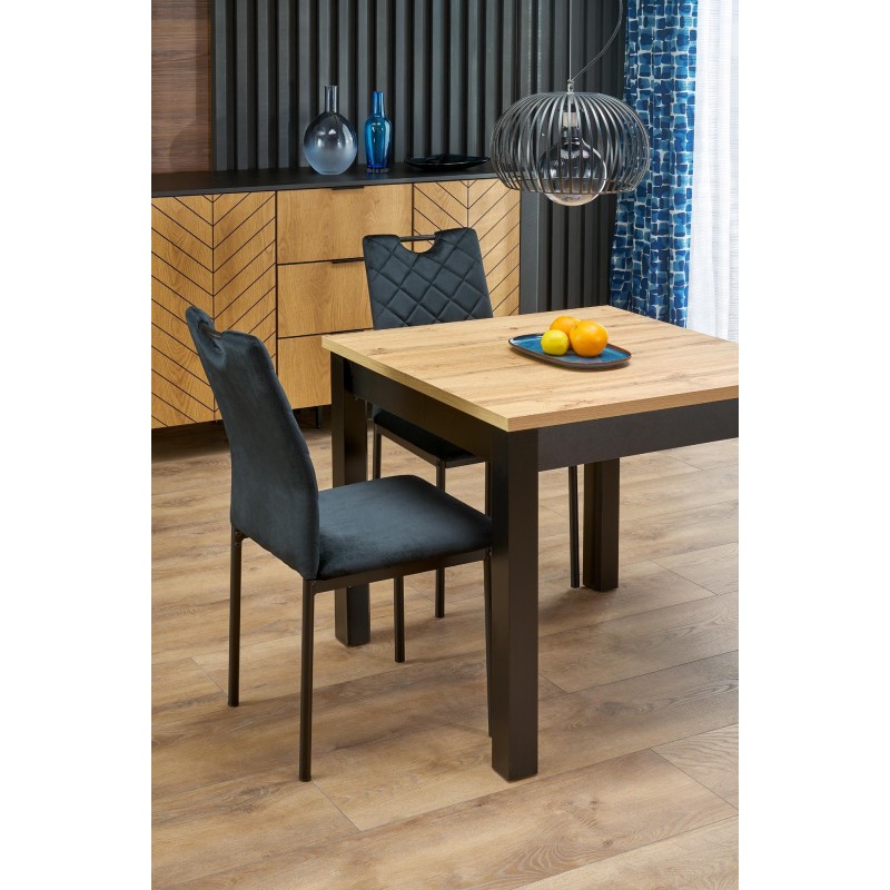 QUBIK stół rozkładany 80-200/80/76 cm dąb artisan/czarny (2p 1szt)