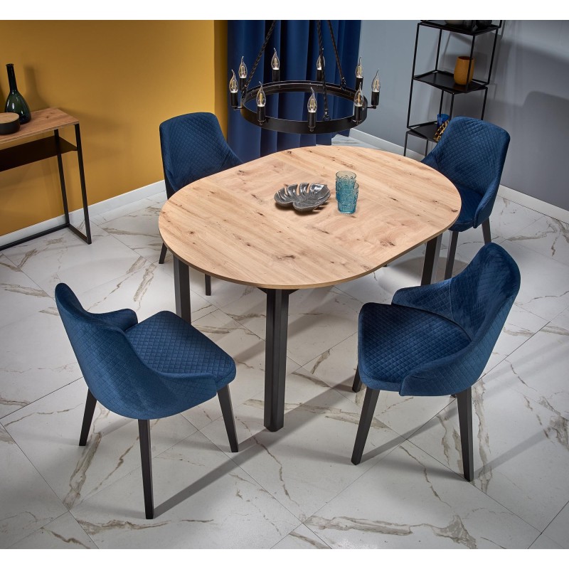 RINGO stół kolor blat dąb artisan, nogi - czarny (102-142x102x76 cm) (2p 1szt)