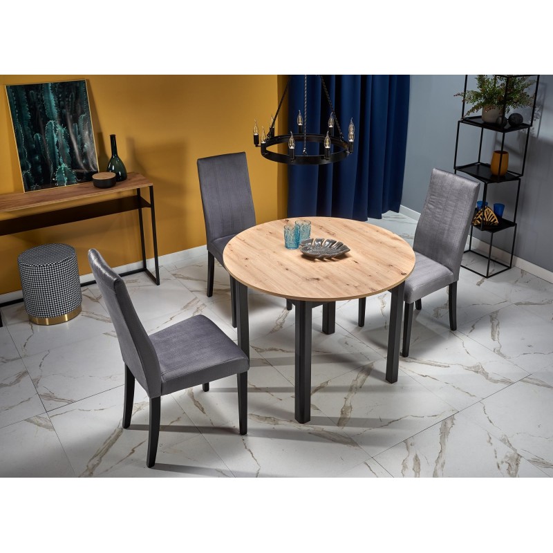 RINGO stół kolor blat dąb artisan, nogi - czarny (102-142x102x76 cm) (2p 1szt)